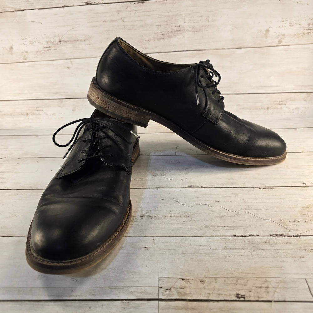 Aston Grey Collection Grenasien Black Leather Derby Dress Shoes Mens 9.5